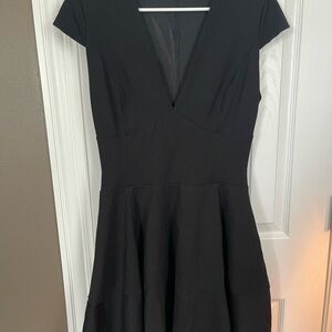 Halston Heritage Black V-Neck Fit & Flare Mini Dress